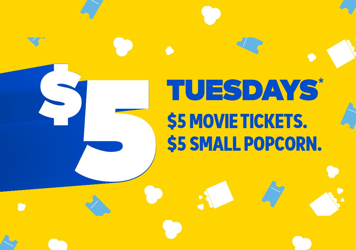  Tuesday Movie Tickets and  Popcorn Are Back!